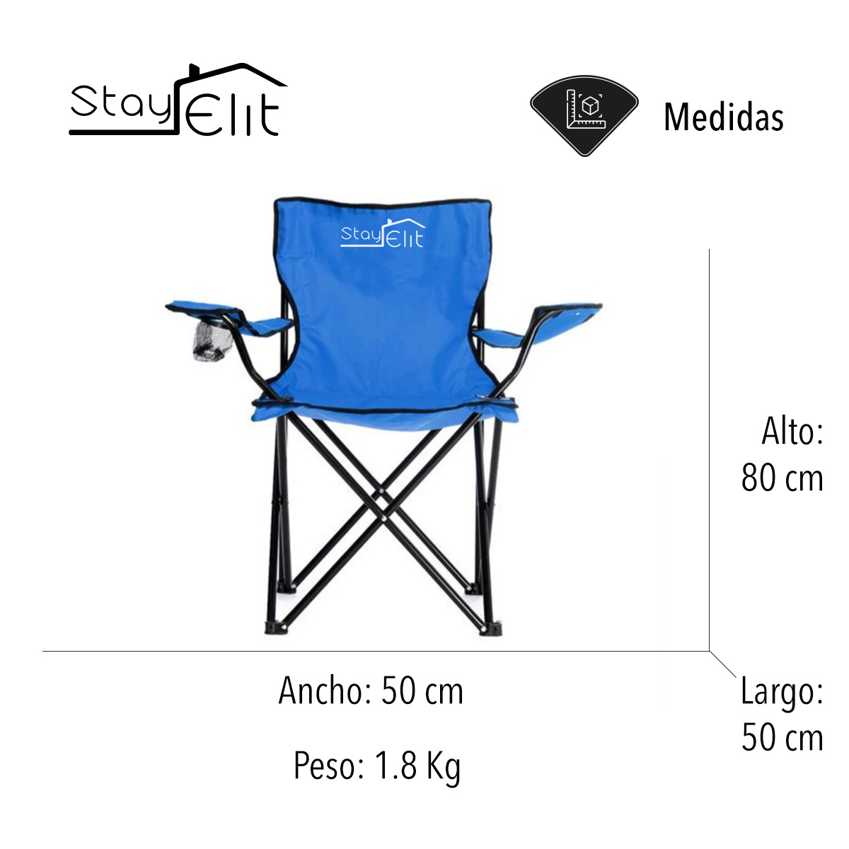 Silla Plegable Playa Camping Incluye Funda Y Portavaso Azul