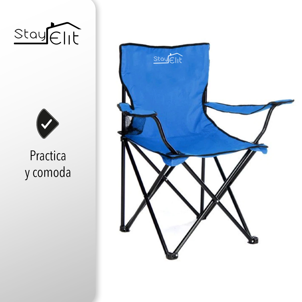 Silla Plegable Playa Camping Incluye Funda Y Portavaso Azul