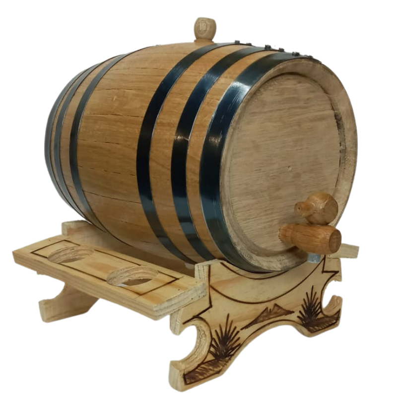 Barrica para Tequila personalizado de madera con base copera cap. 3L  Agagave