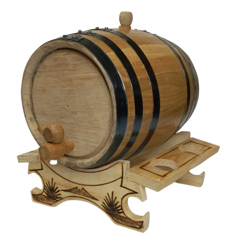 Barrica para Tequila personalizado de madera con base copera cap. 3L  Agagave