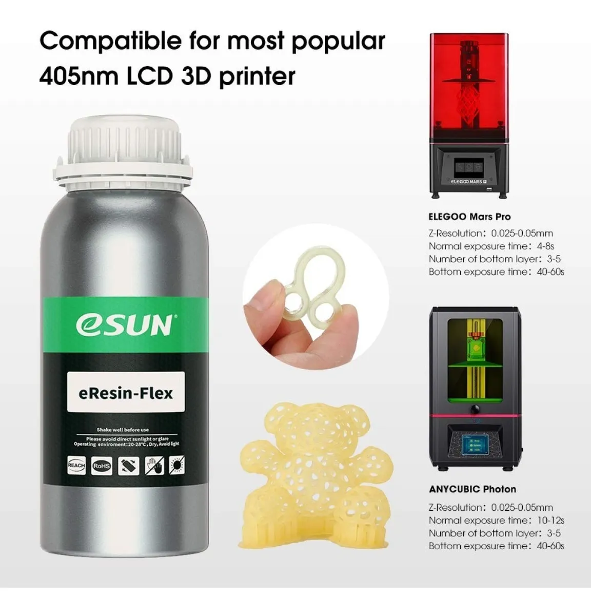 Resina 3d Esun Flexible Para Impresora 3d 500g Eresin-flex