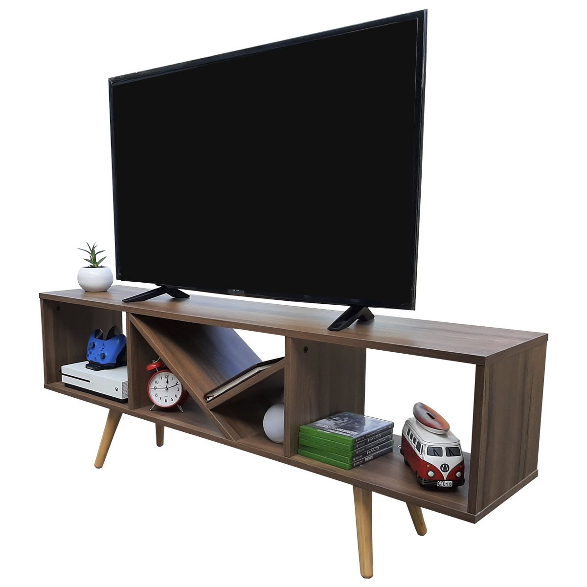 Rack Centro De Entretenimiento Smart Hogare, Para Tv 55 Practico y Minimalista Parota