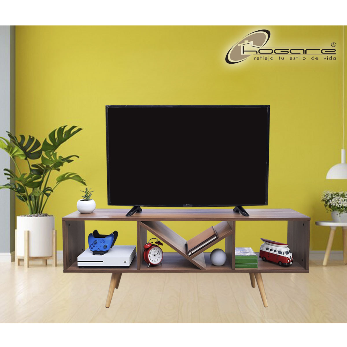 Rack Centro De Entretenimiento Smart Hogare, Para Tv 55 Practico y Minimalista Parota