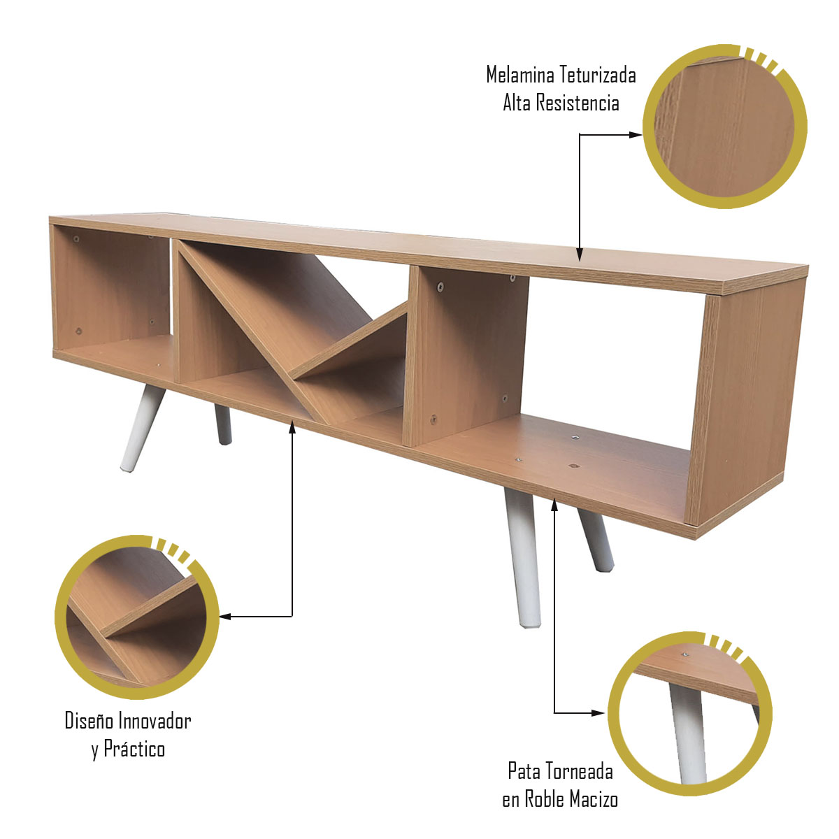 Rack Centro De Entretenimiento Smart Hogare, Para Tv 55 Moderno y Elegante Roble