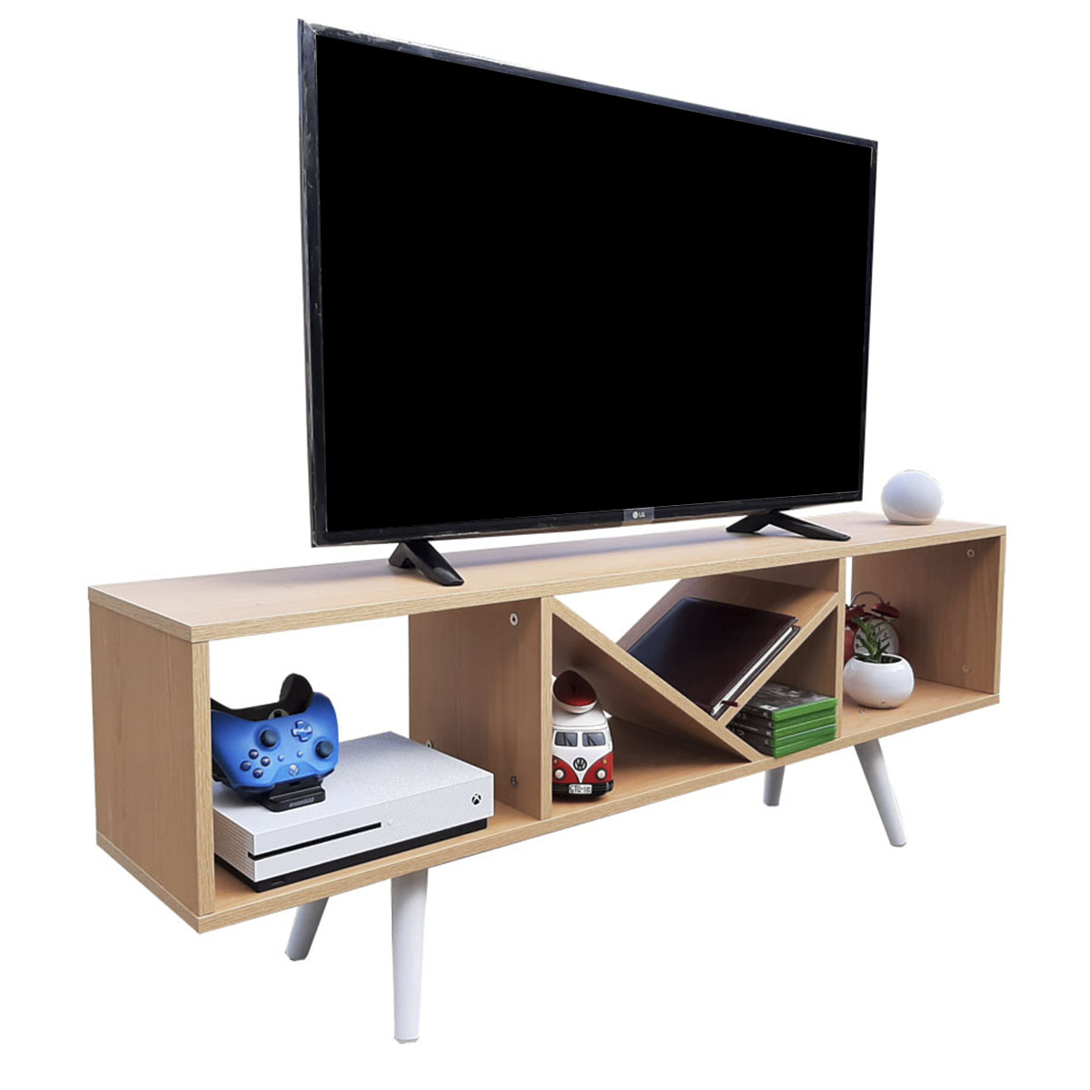 Rack Centro De Entretenimiento Smart Hogare, Para Tv 55 Moderno y Elegante Roble