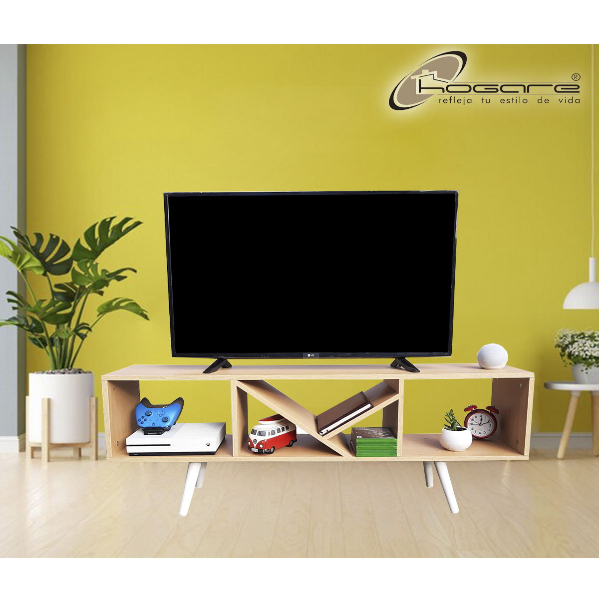 Rack Centro De Entretenimiento Smart Hogare, Para Tv 55 Moderno y Elegante Roble