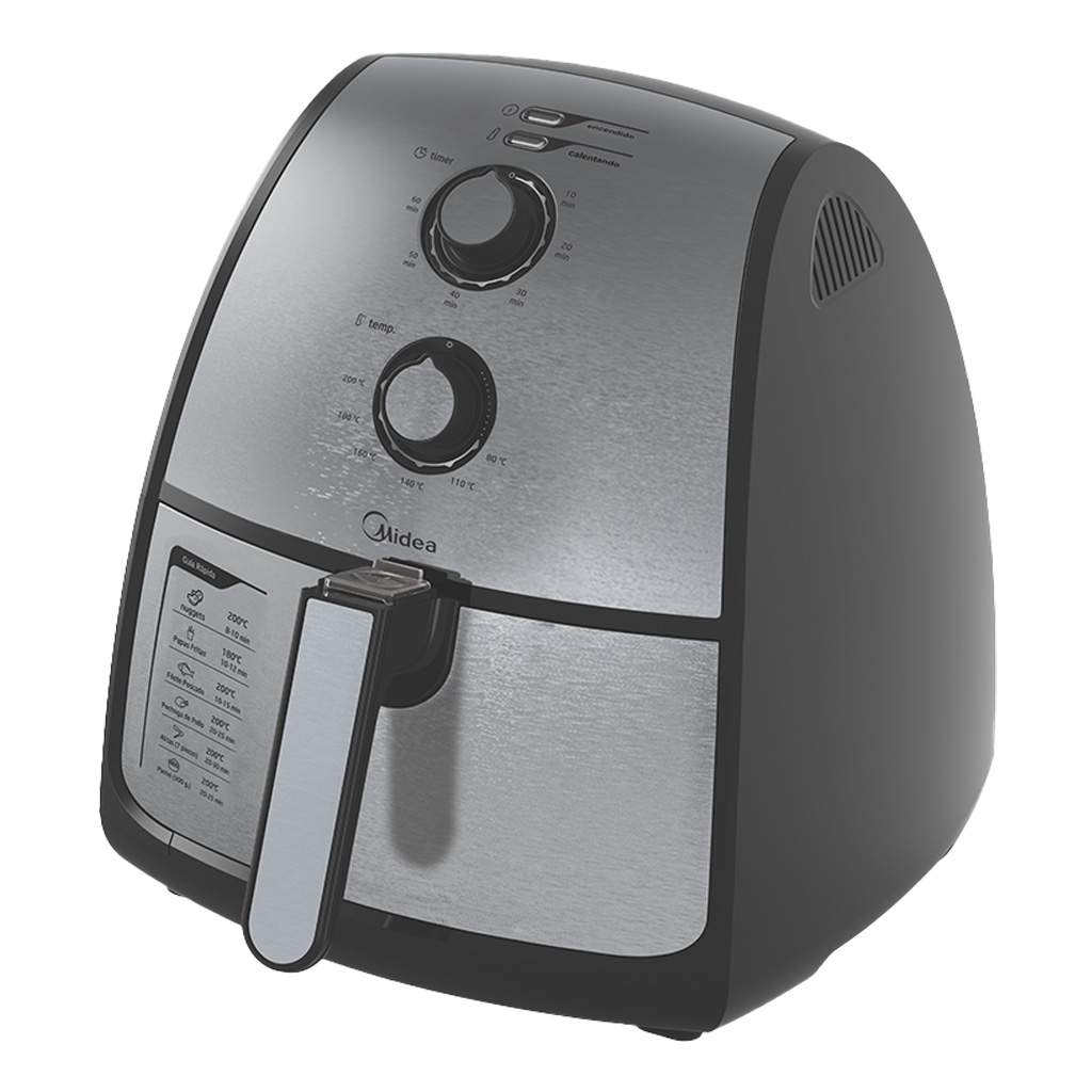 Freidora de Aire Electrica Midea 4L Acero Inoxidable Baking Fryer