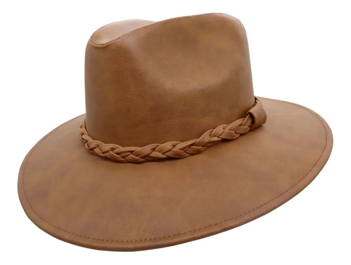 Sombrero Unisex Indiana Tipo Piel Retro Vintage Elegante 100% Mexicano Tabaco