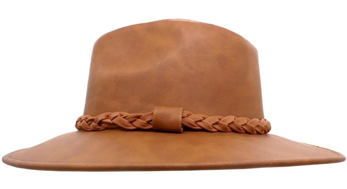 Sombrero Unisex Indiana Tipo Piel Retro Vintage Elegante 100% Mexicano Tabaco