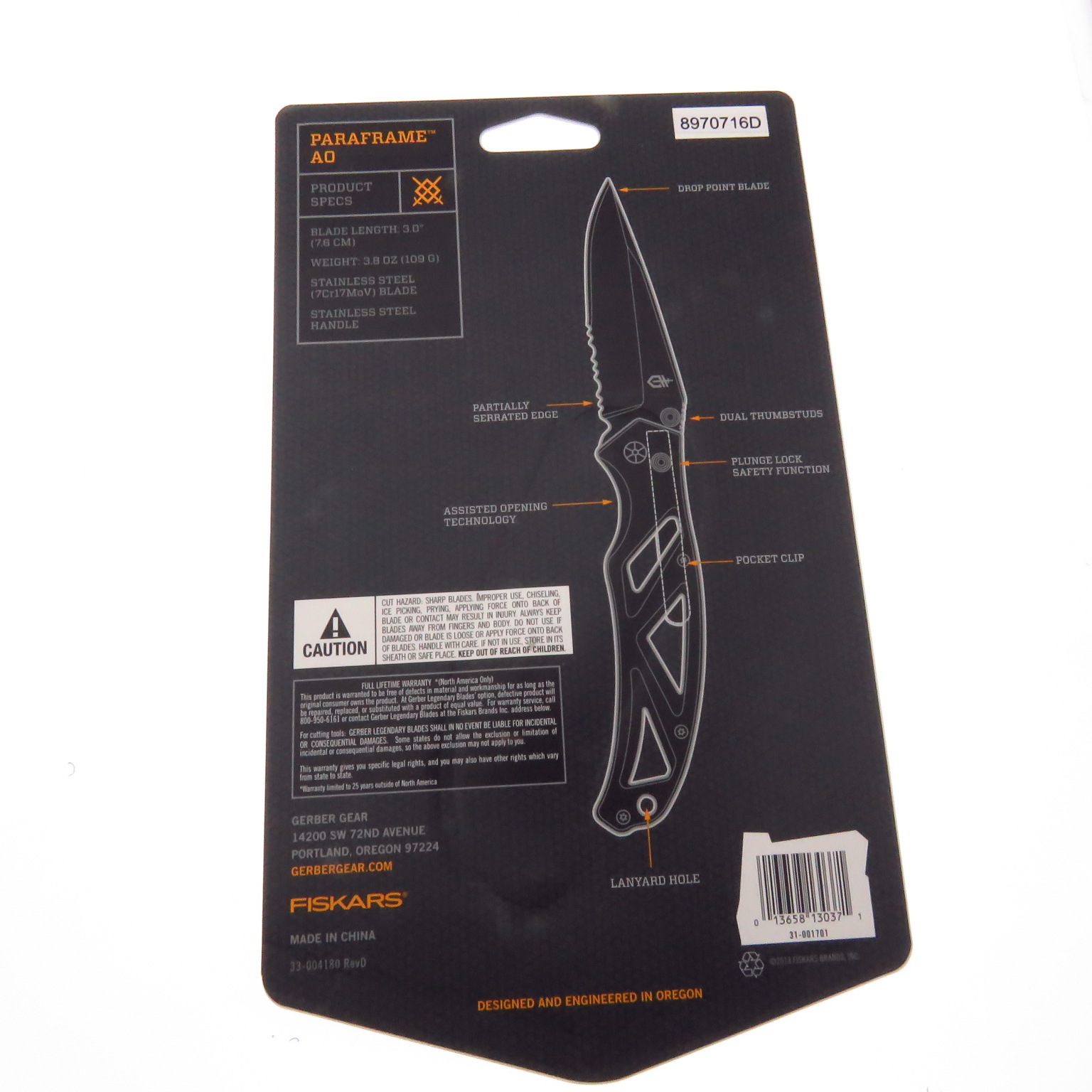 G31001701N Gerber Paraframe Navaja Filo Combo Asistida Con Clip