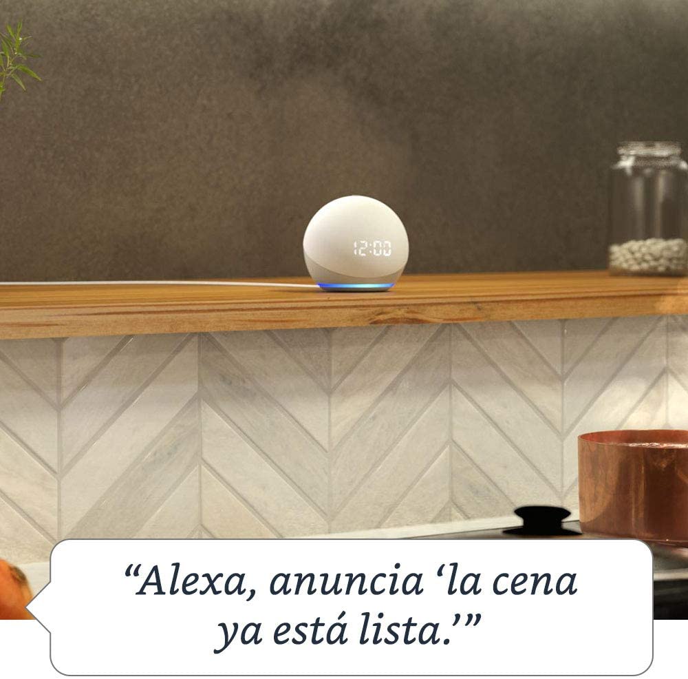 Echo Dot 4th Gen Bocina Inteligente con reloj y Alexa Blanco