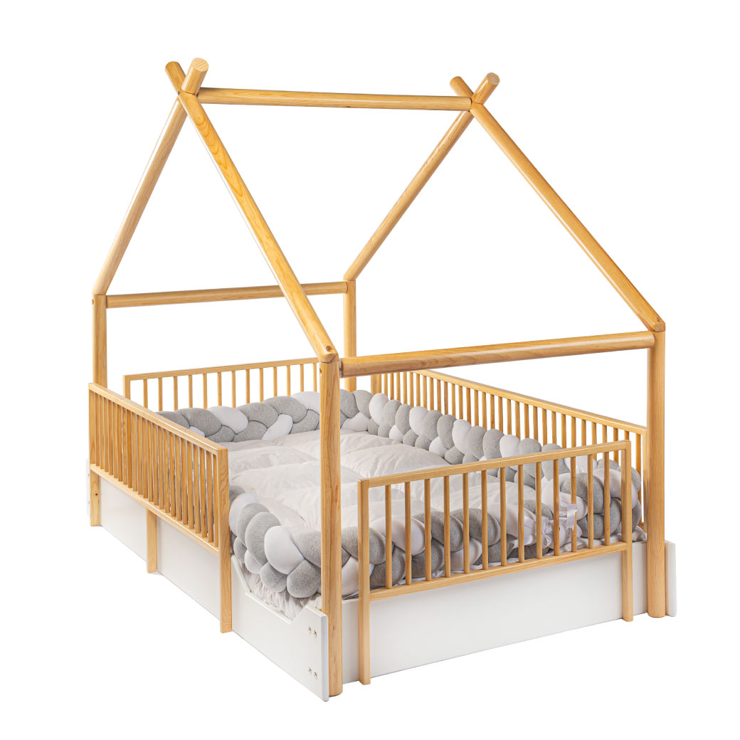  Cama Chalet Montessori Individual con barandales removibles DUDUK
