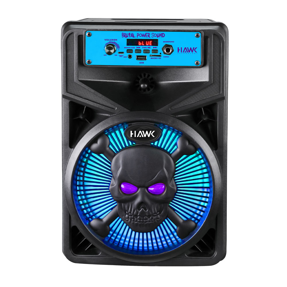 Bocina Bafle 8 Pulgadas Skull Bluetooth Recargable Hawk