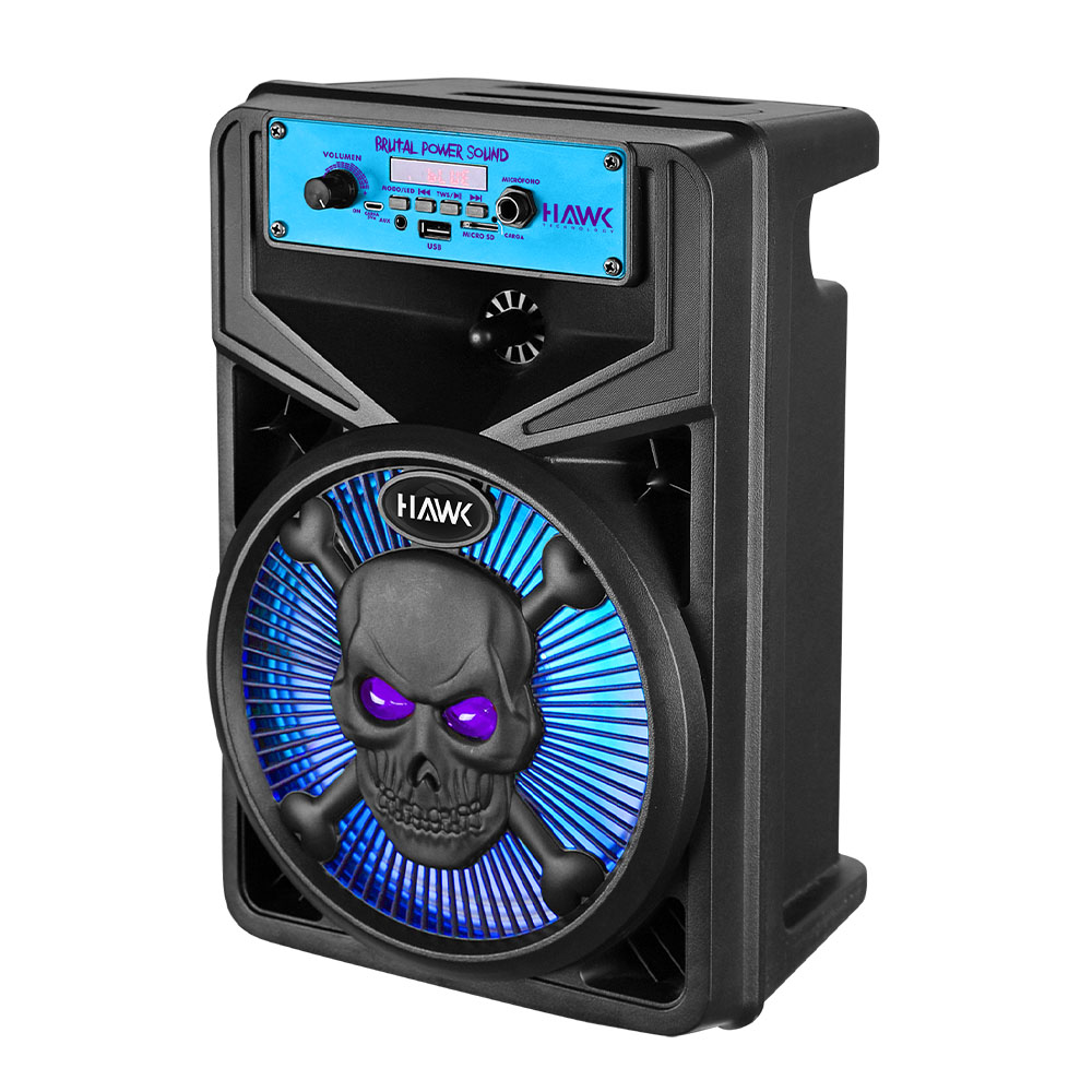 Bocina Bafle 8 Pulgadas Skull Bluetooth Recargable Hawk