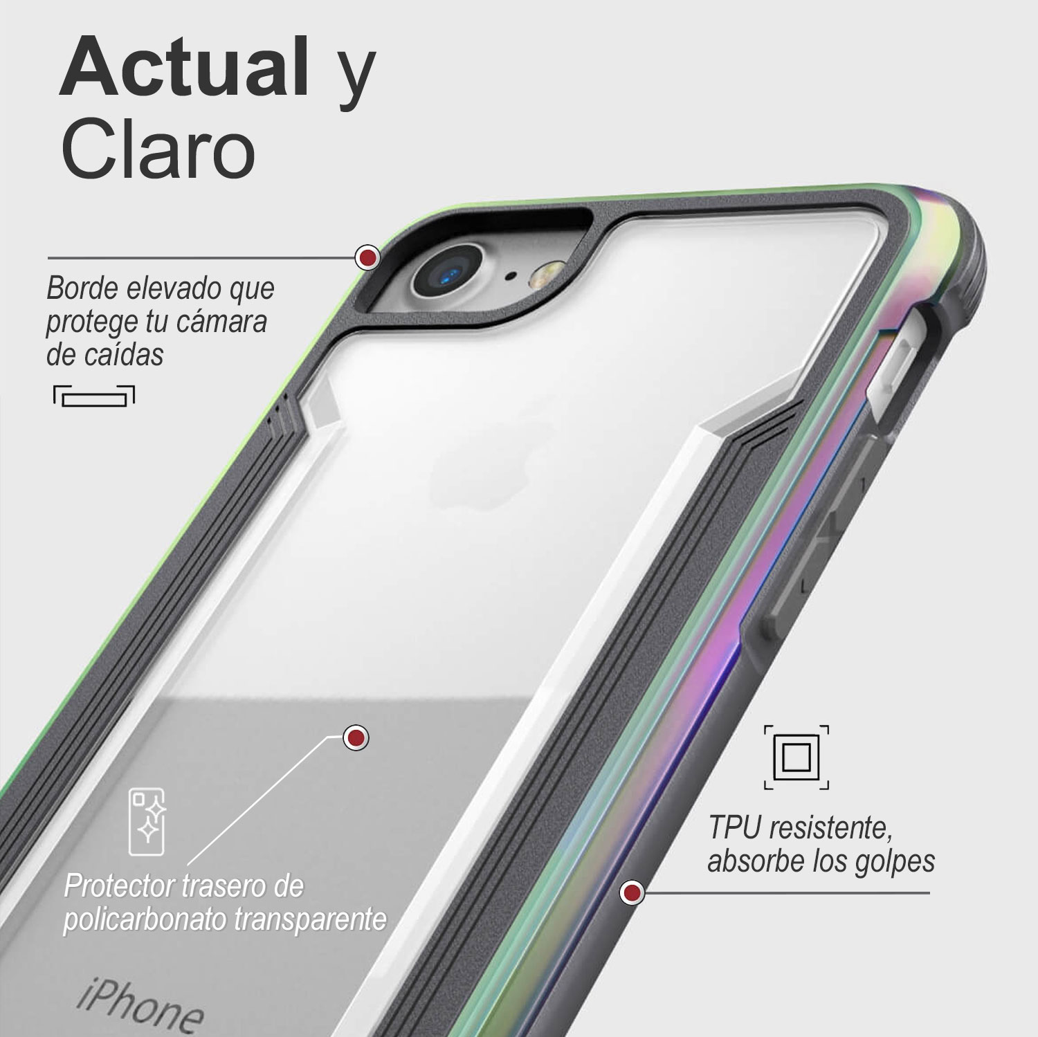 Raptic Shield Iridescent Funda Uso Rudo Para iPhone 7 | 8 | SE 2020/22