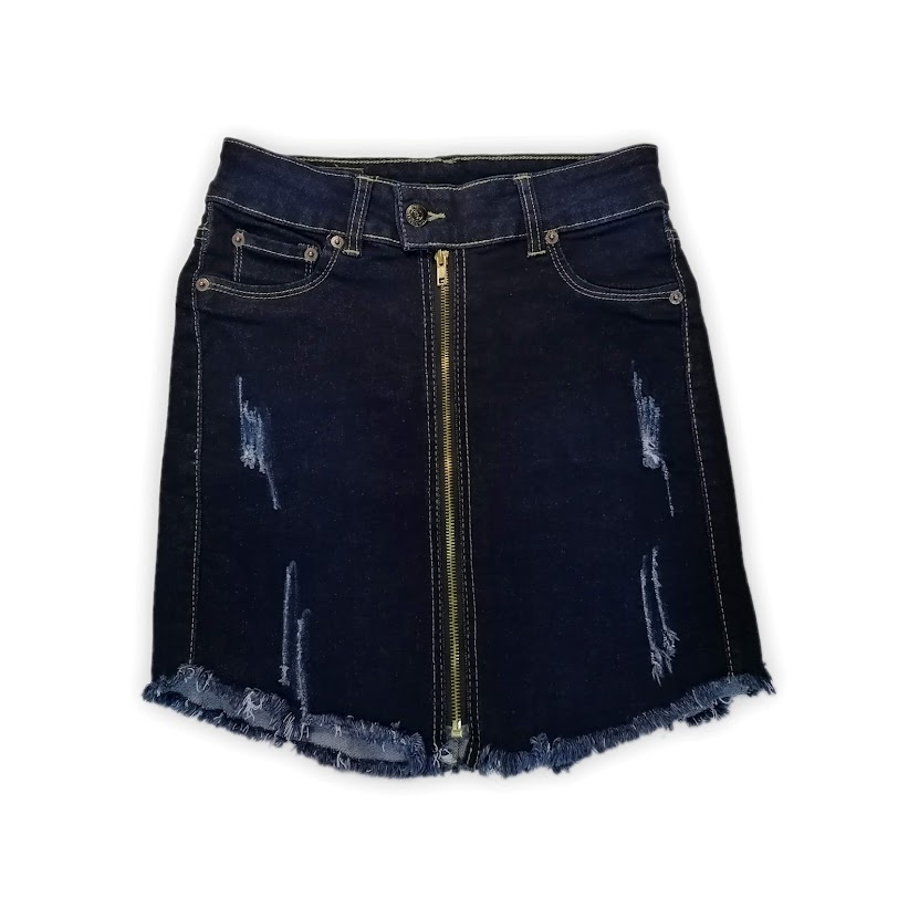 Falda de mezclilla falda pegada forma tubo falda corta con cierre
