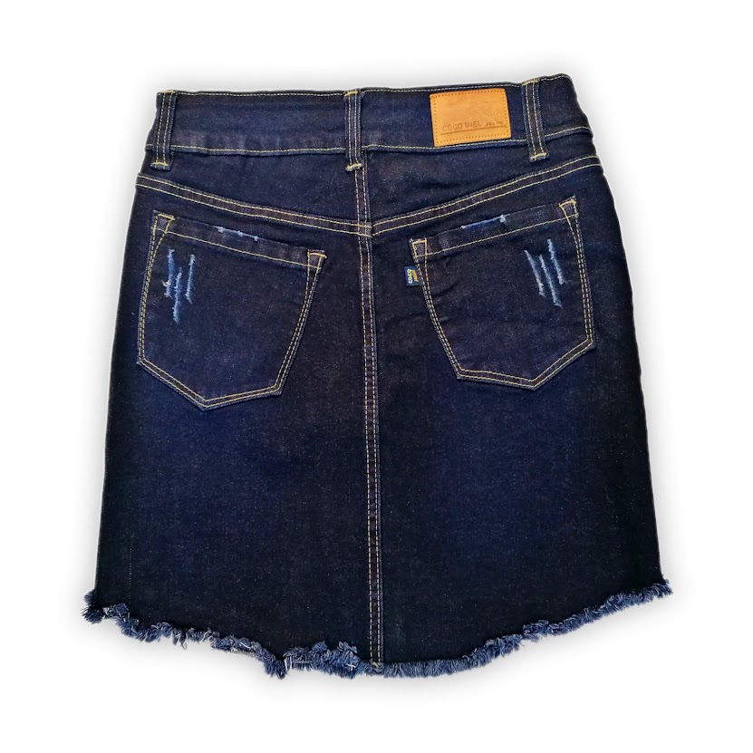 Falda de mezclilla falda pegada forma tubo falda corta con cierre