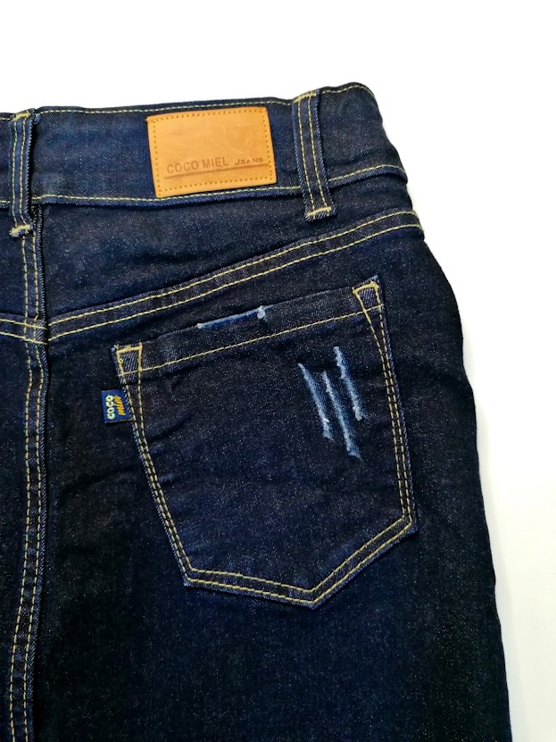 Falda de mezclilla falda pegada forma tubo falda corta con cierre