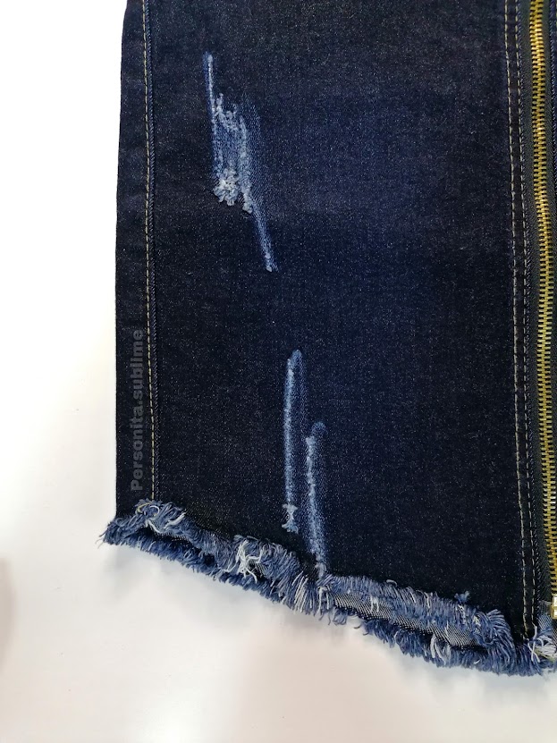 Falda de mezclilla falda pegada forma tubo falda corta con cierre