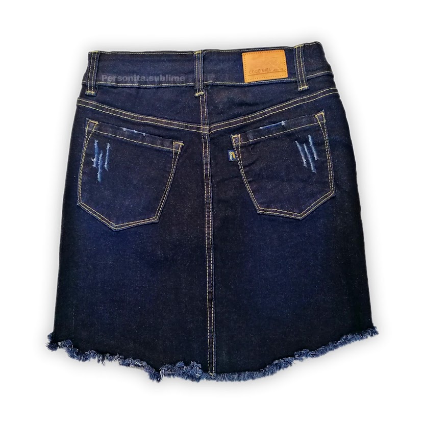 Falda de mezclilla falda pegada forma tubo falda corta con cierre