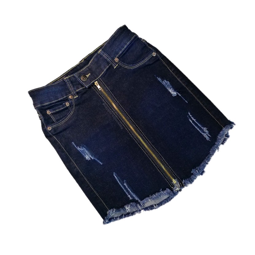 Falda de mezclilla falda pegada forma tubo falda corta con cierre