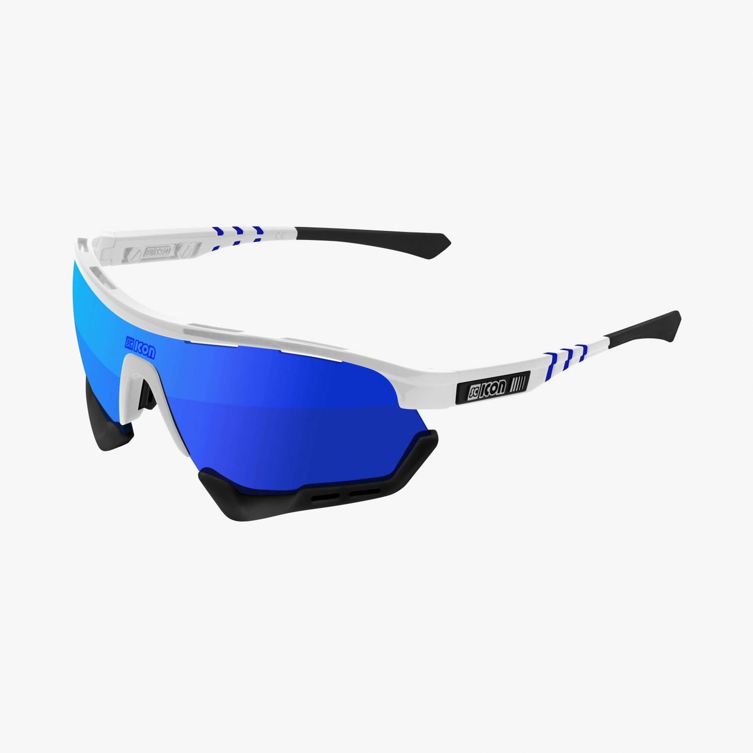 Lentes Scicon Aerotech Xl Gafa Deportiva Ciclismo Blanco / Lente Azul Unitalla Varilla Blanca