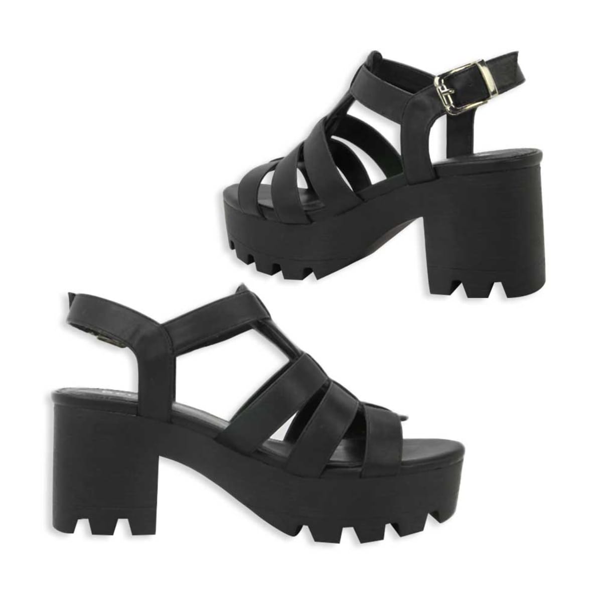 Sandalia casual Belinda Peregrin, color negro, con plataforma y tacón medio, mod. 1006027