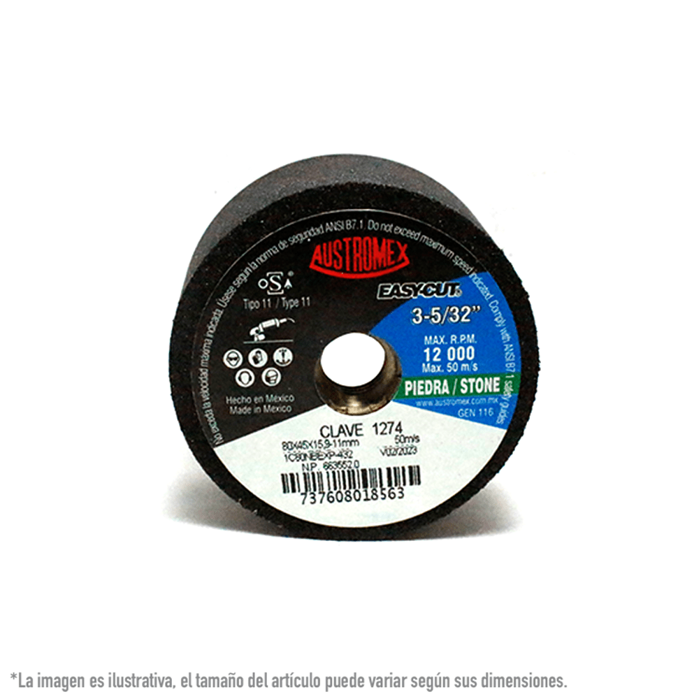 Copa Desbaste Piedra G80 3-5/32 X 5/8 Austromex Aus-1274
