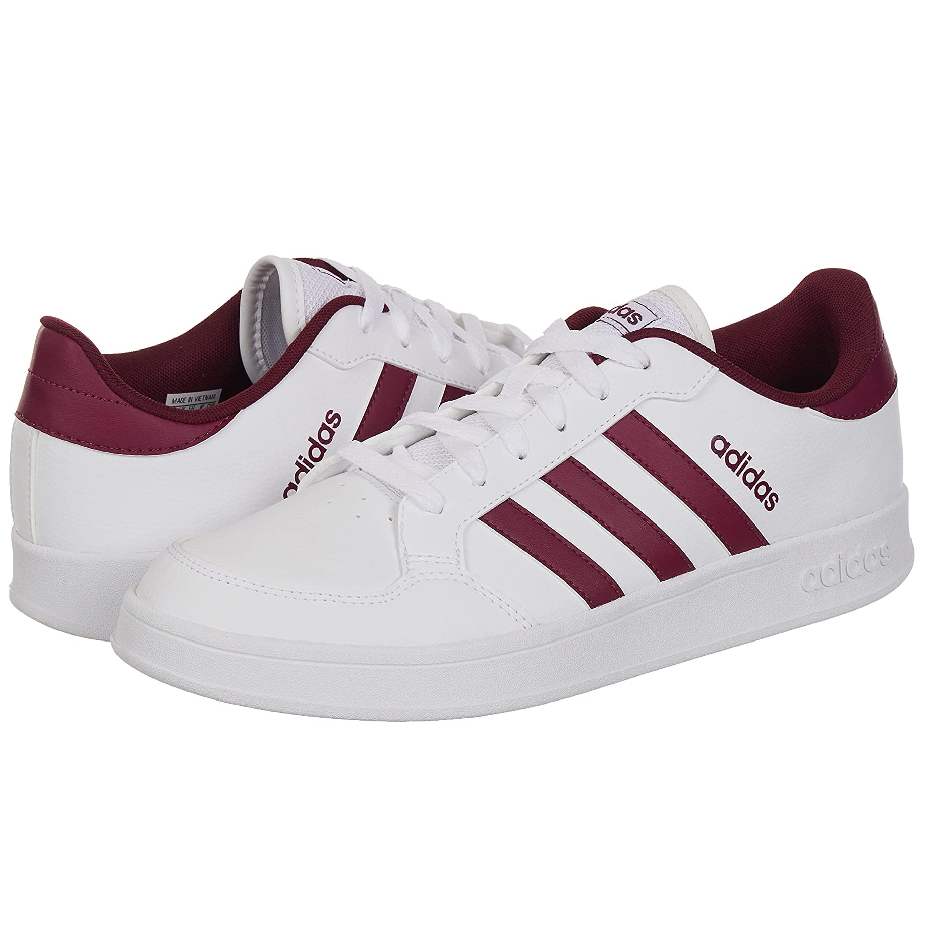 Tenis Adidas Breaknet H01960 Casual Blanco Franjas Vino Para Hombre