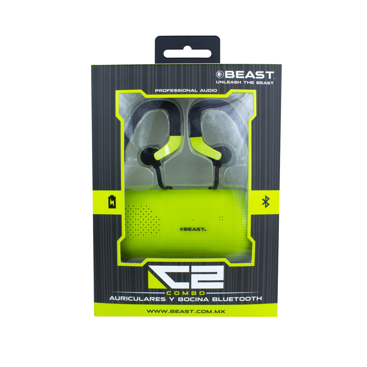 Bocina Y Audífonos Inalámbricos Beast C2 Bluetooth Verde