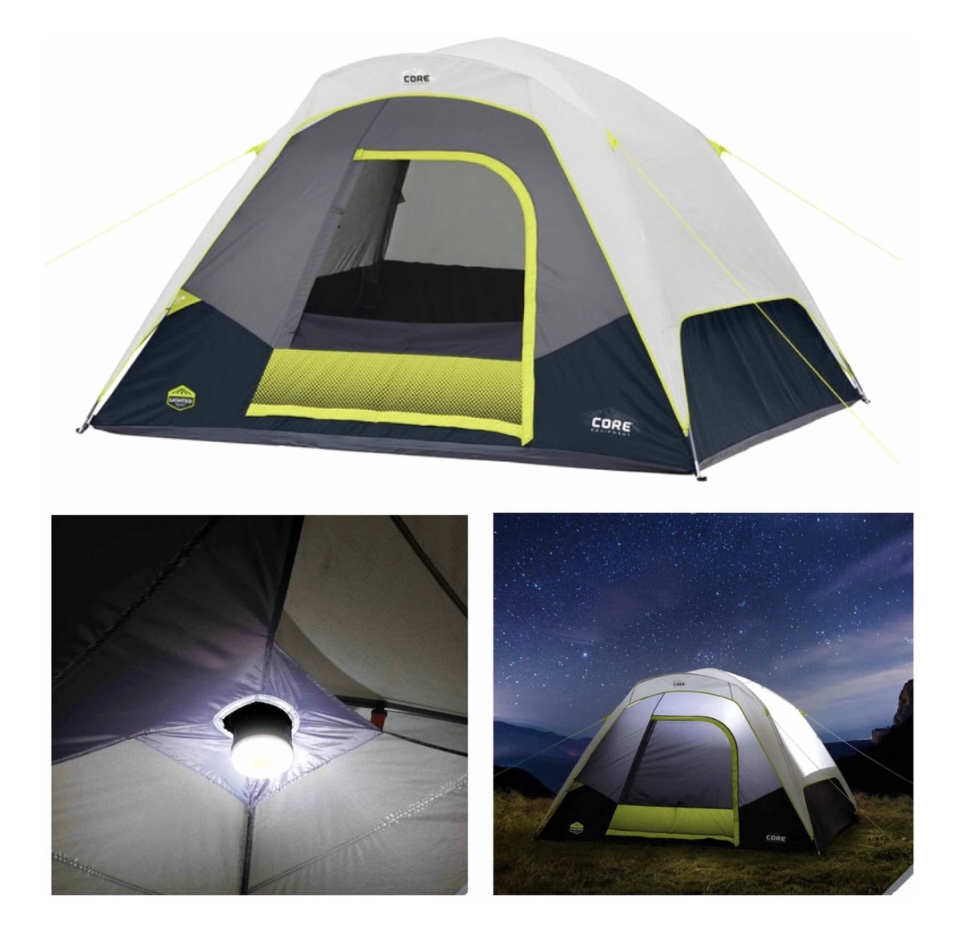 CASA DE CAMPAÑA CORE PARA 6 PERSONAS CON LAMPARA, RESISTENTE AL AGUA