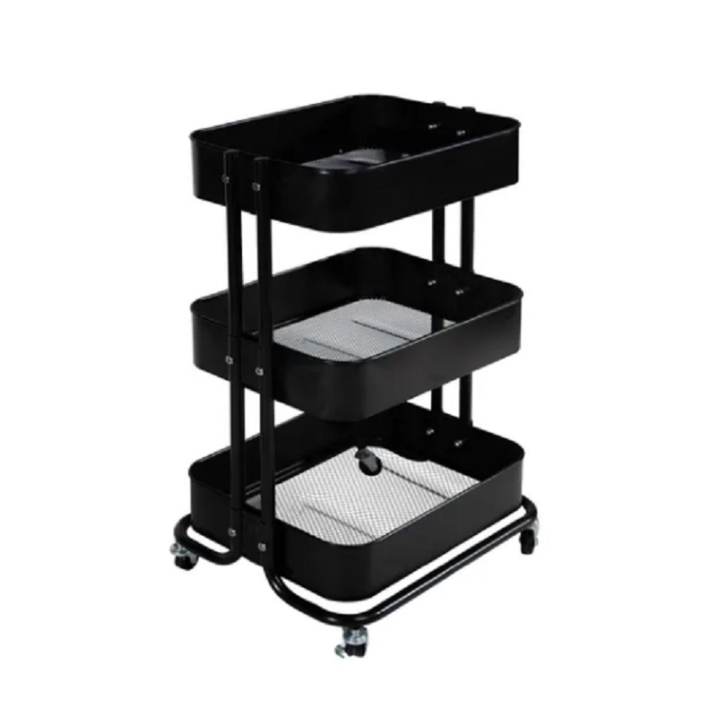 Carrito Organizador Carro Auxiliar Con Ruedas Estanteria Negro