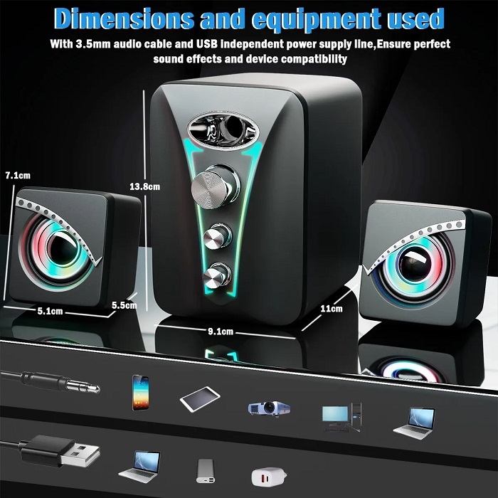Bocinas Para Pc 2.1 Subwoofer Bluetooth 5.0 Altavoces