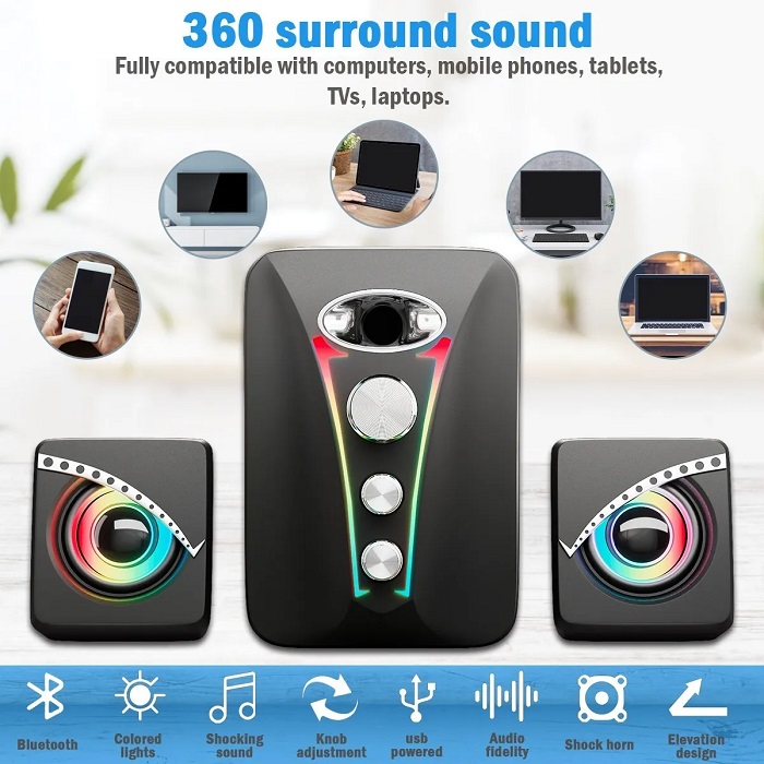 Bocinas Para Pc 2.1 Subwoofer Bluetooth 5.0 Altavoces