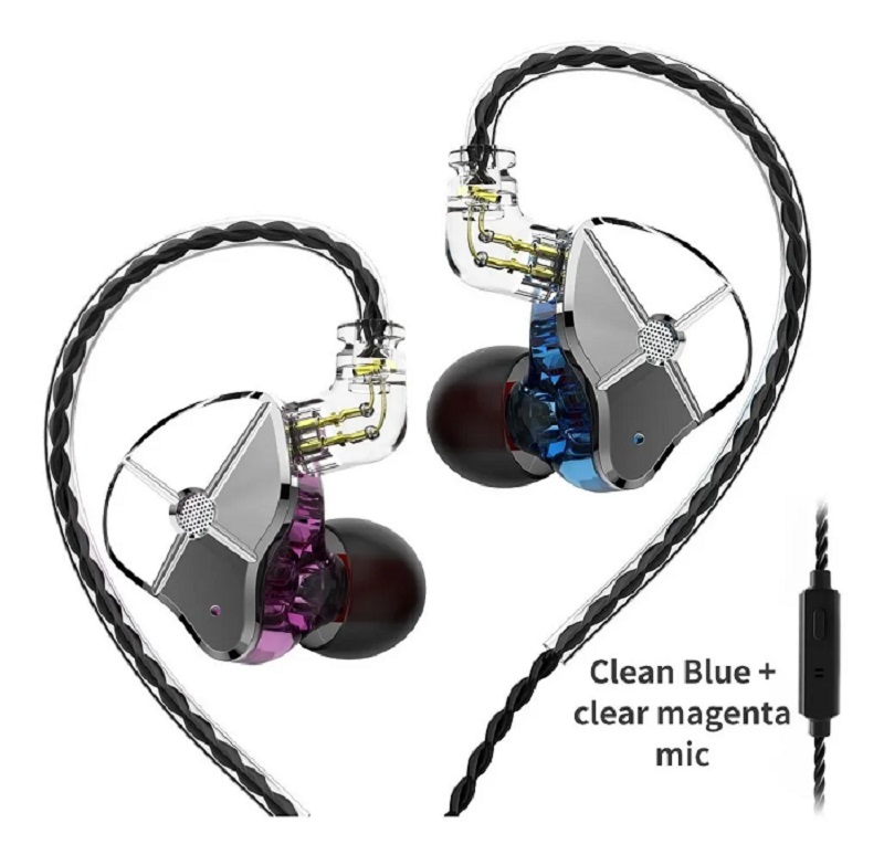 Audífonos Intraurales Trn St1, Con Micrófono, Azul+violeta