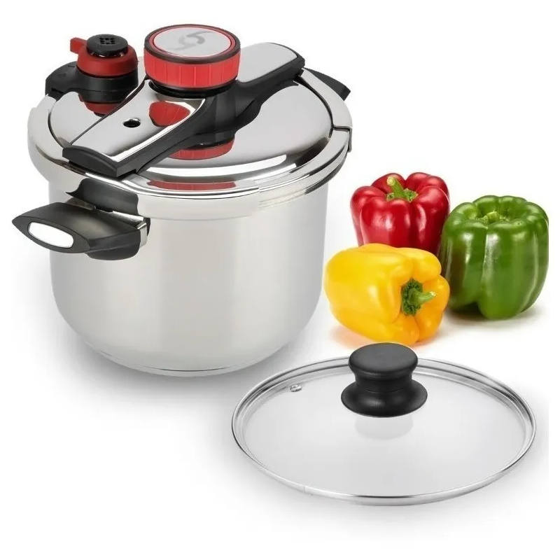 Olla De Presión De Acero Inox Mas Tapa De Vidrio Bogner