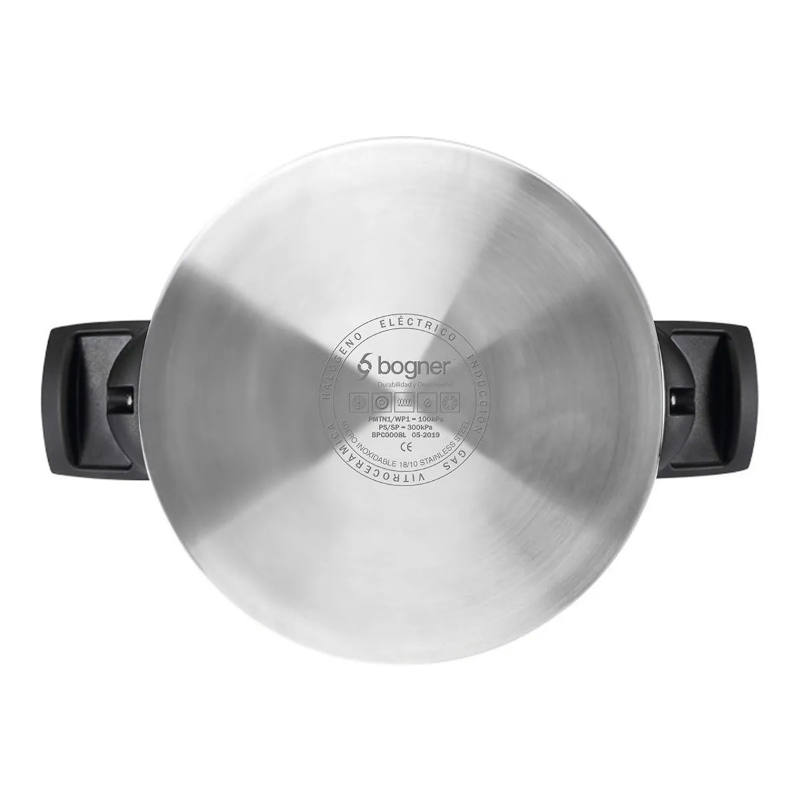 Olla De Presión De Acero Inox Mas Tapa De Vidrio Bogner