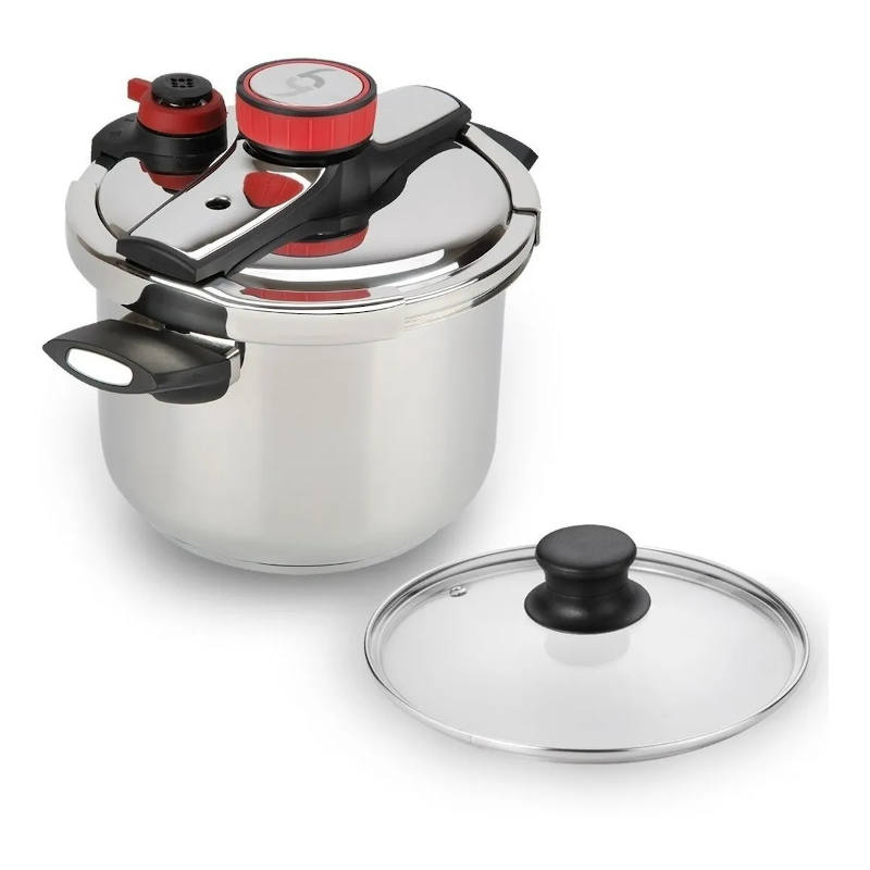 Olla De Presión De Acero Inox Mas Tapa De Vidrio Bogner