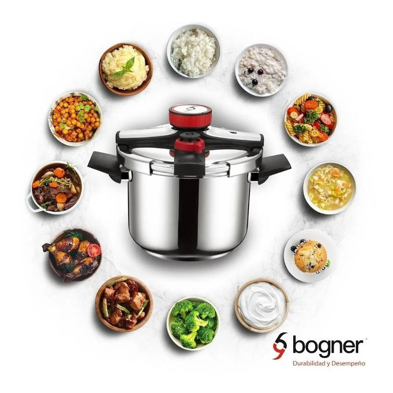 Olla De Presión De Acero Inox Mas Tapa De Vidrio Bogner