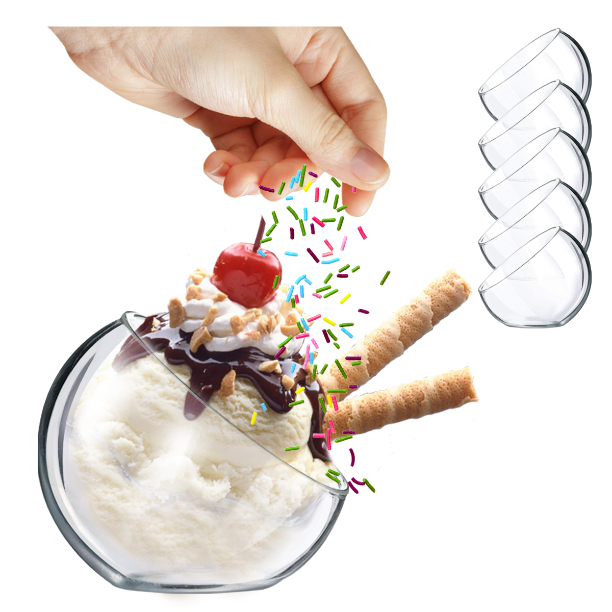 Tazon Para Helado De Vidrio Postres Vasos Set 6 Pzs Luminarc