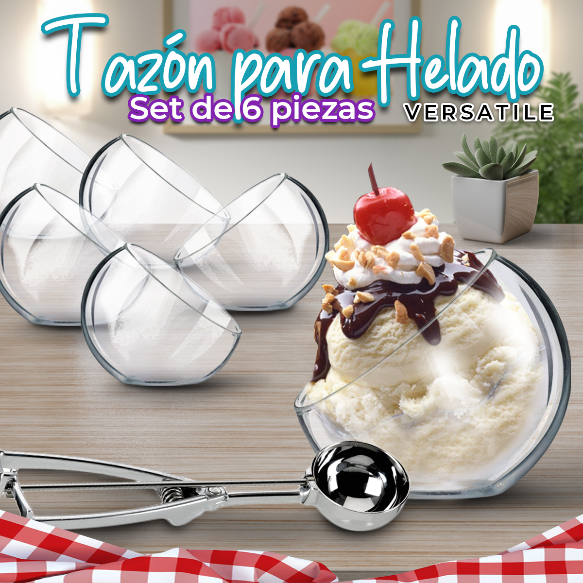 Tazon Para Helado De Vidrio Postres Vasos Set 6 Pzs Luminarc