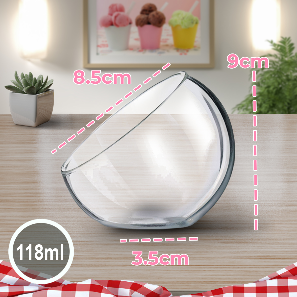 Tazon Para Helado De Vidrio Postres Vasos Set 6 Pzs Luminarc