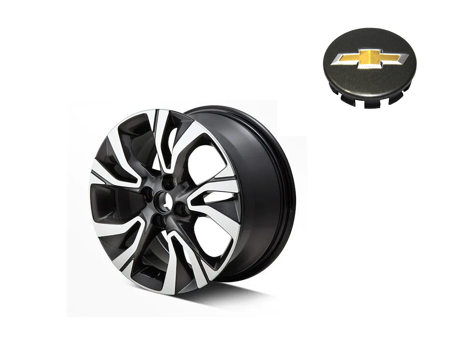 Rin 16" Aluminio Diamond + Centro de Rin GM Accesorios Para Onix/Aveo/Beat/Spark/Sonic 1pz