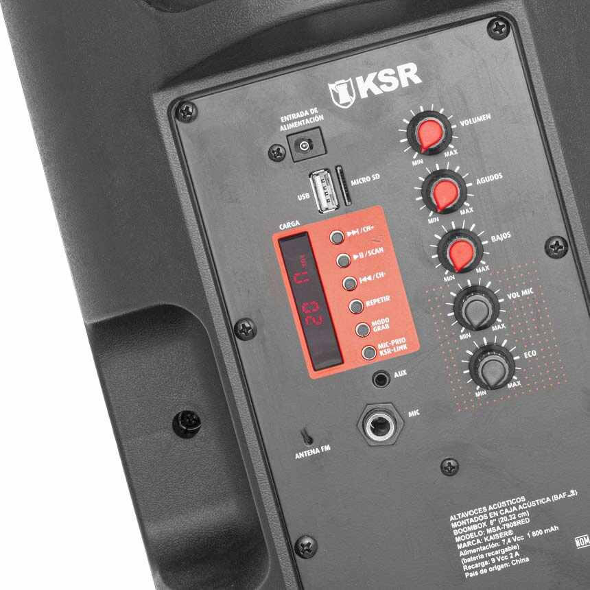 Bafle Kaiser MSA-7908RED De 8 Pulgadas (20,32cm) - Negro