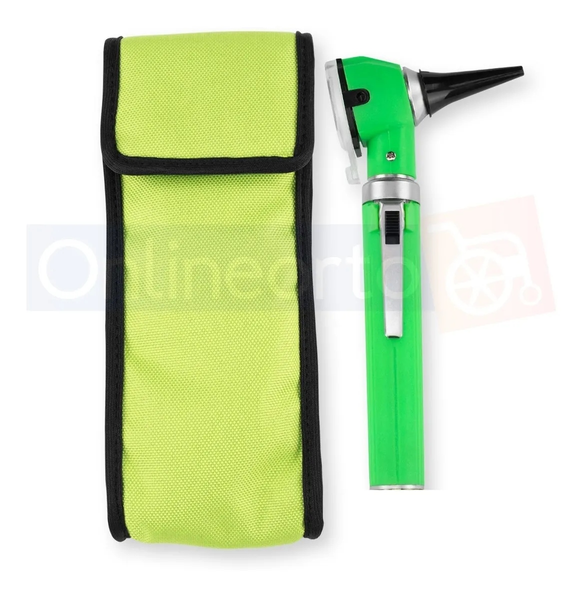 Otoscopio Medico Luz Led Fibra Optica Estudiante Con Funda Verde