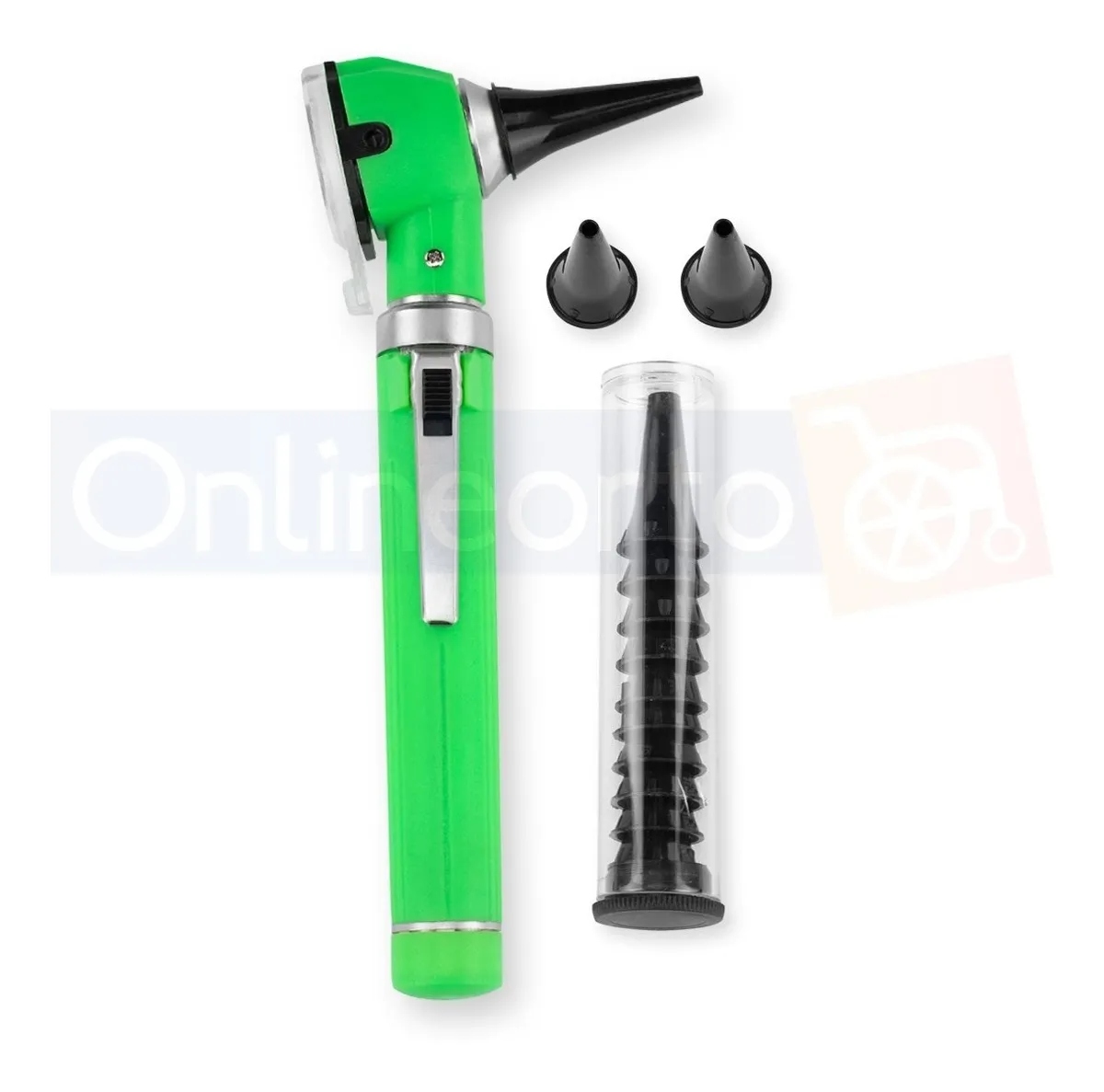 Otoscopio Medico Luz Led Fibra Optica Estudiante Con Funda Verde