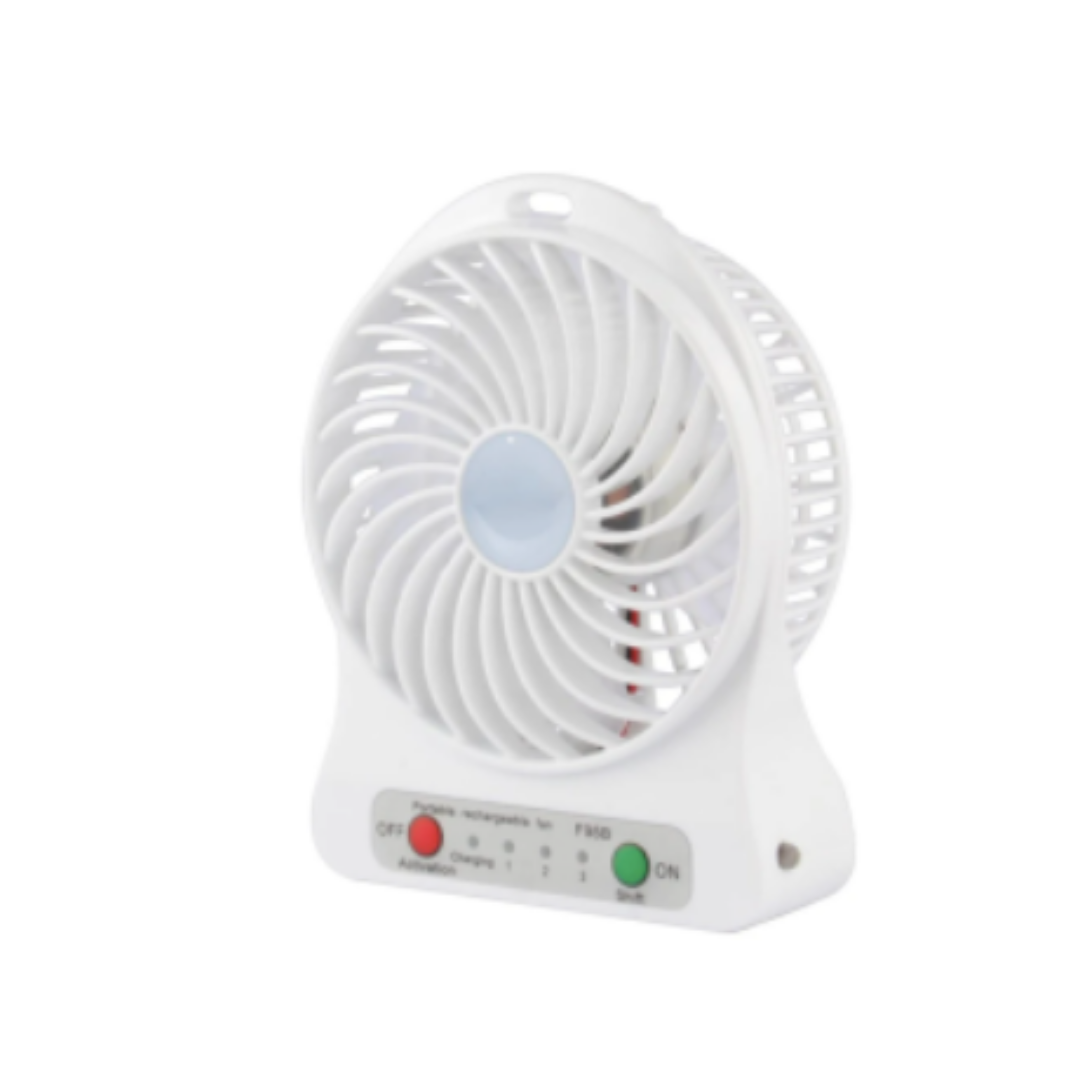 VENTILADOR PORTATIL USB, CON LINTERNA Y BATERÍA