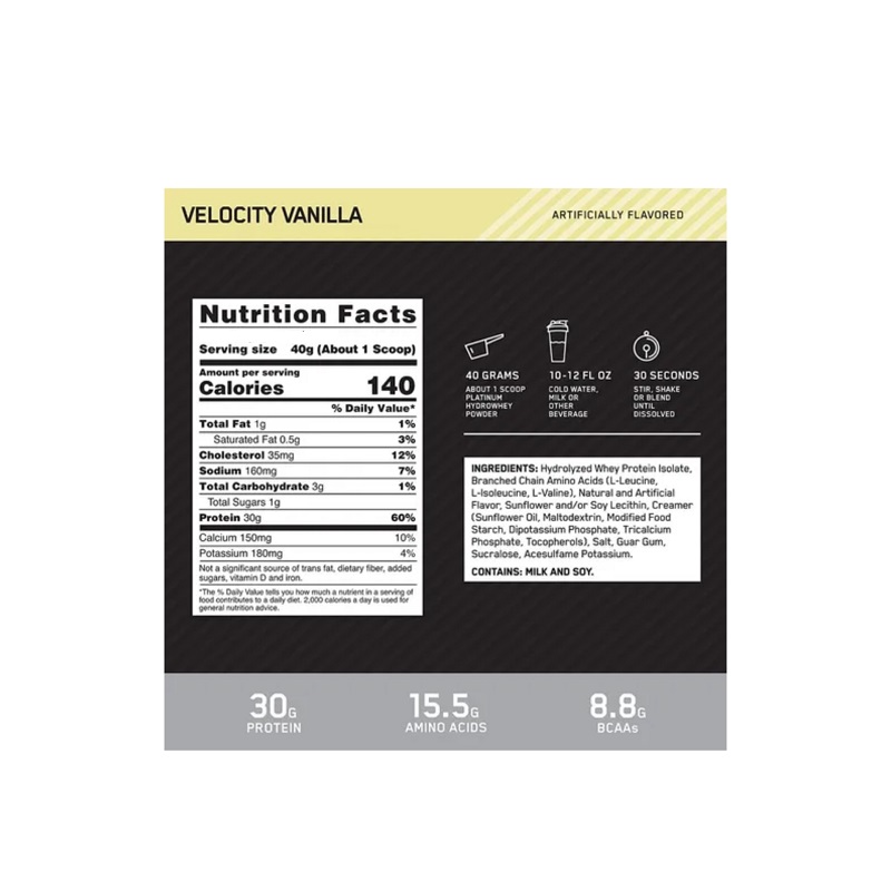 Proteína Optimum Nutrition Hydro Whey SABOR VAINILLA