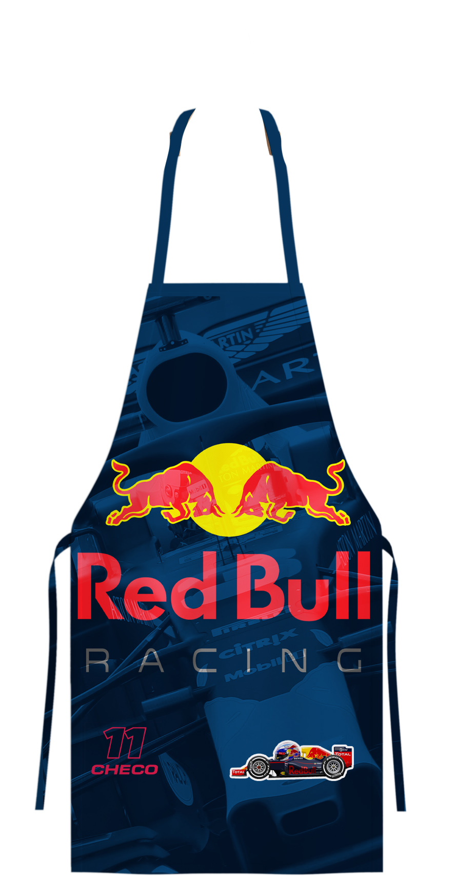 MANDIL PARRILLERO PARA PAPA DE CHECO PEREZ REDBULL MAX VERSTAPEN, FORMULA 1, REDBULL RACING