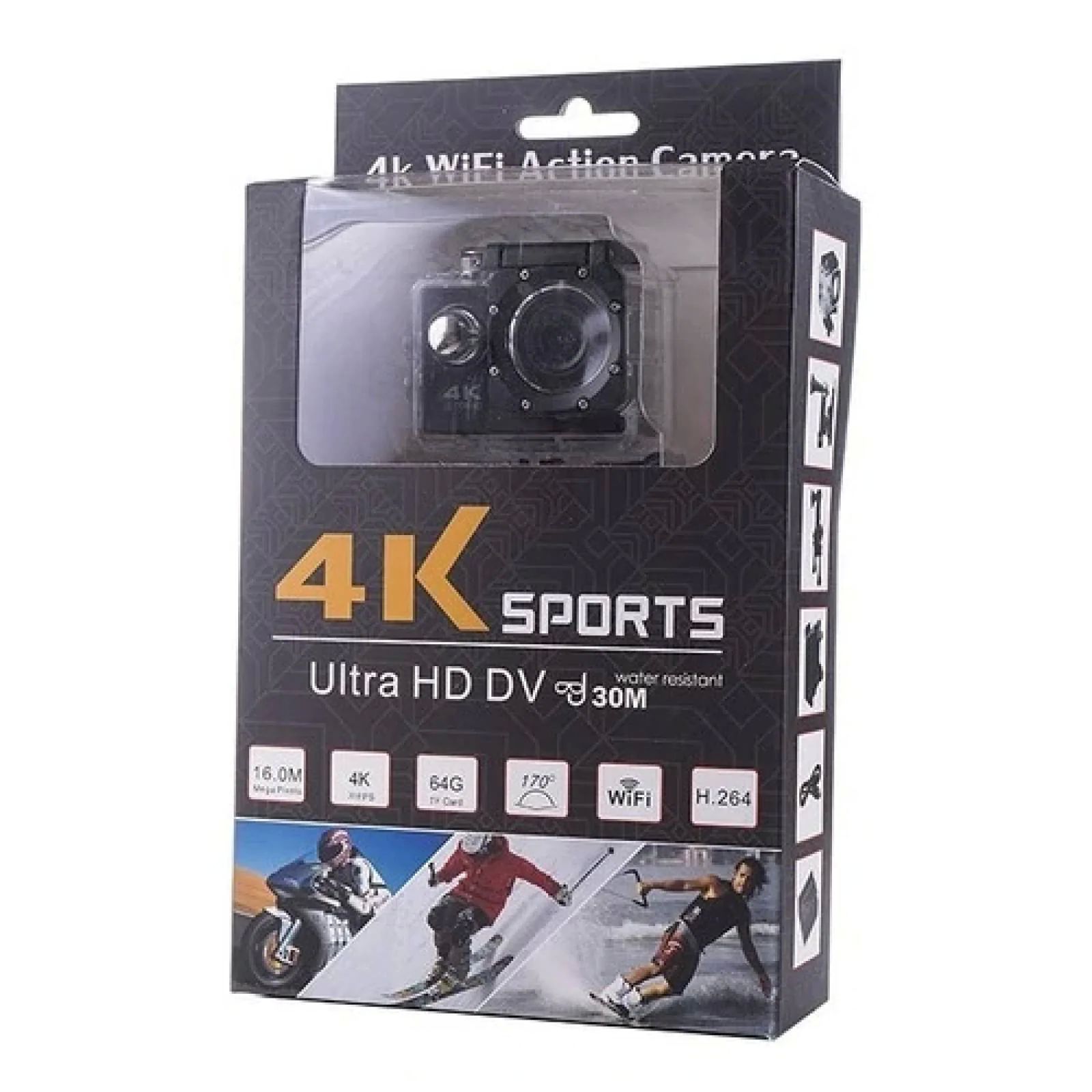 Camara Deportiva 4k Sport cam Wifi Sumergible Con Mas de 20 Accesorios